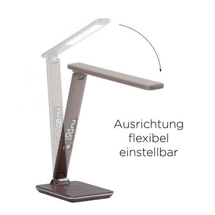 PAUL NEUHAUS LED stolní lampa hnědá barva s funkcí stmívání, indukčním nabíjením mobilních telefonů a nastavitelnou barvou světla 2700-5000K
