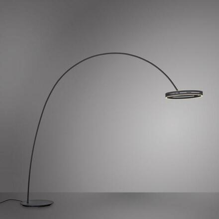 PAUL NEUHAUS LED lampa do oblouku PURE Loop-Bow, černá, stojací svítidlo, stmívatelné 2200-5000K