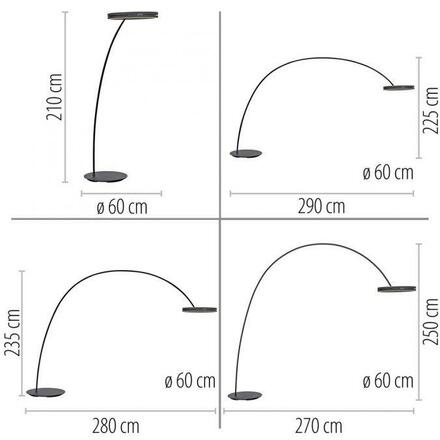 PAUL NEUHAUS LED lampa do oblouku PURE Loop-Bow, černá, stojací svítidlo, stmívatelné 2200-5000K