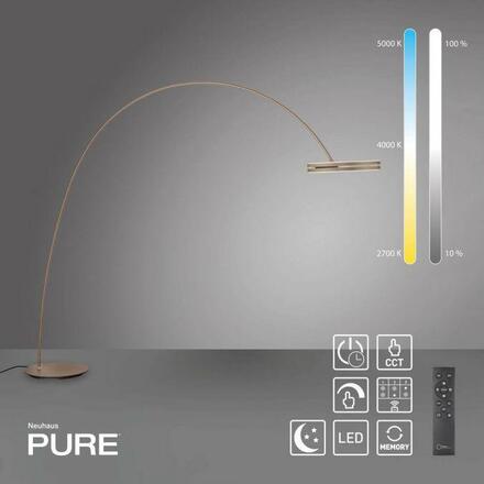 PAUL NEUHAUS LED lampa do oblouku PURE Loop-Bow, bronzová, stojací svítidlo, stmívatelné, 2200-5000K