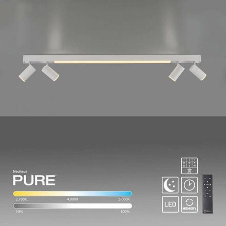 PAUL NEUHAUS LED stropní svítidlo PURE Lines spot bílá, stmívatelné, dálkový ovladač 2200-5000K