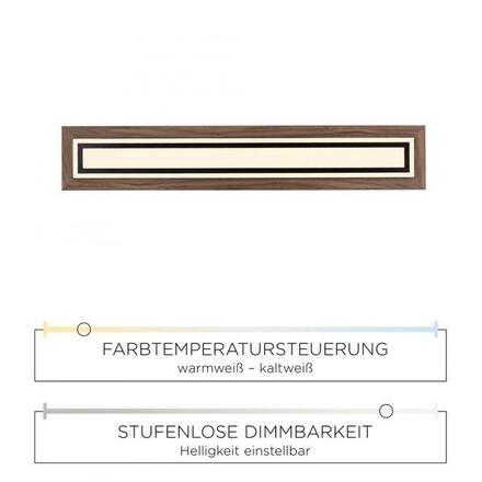 PAUL NEUHAUS LED stropní svítidlo, imitace dřeva, stmívatelné, dálkový ovladač, CCT 2700-5000K