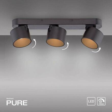 PAUL NEUHAUS PURE Cup černá, 3 spoty, stmívatelné, otočné a nastavitelné 2700K