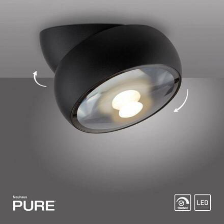 PAUL NEUHAUS LED stropní svítidlo PURE Move, černá , stmívatelné, nastavitelné a otočné 2700K
