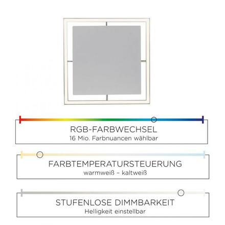 PAUL NEUHAUS LED stropní svítidlo, barva hliník, dálkový ovladač, RGB, CCT, paměť 2700-5000K