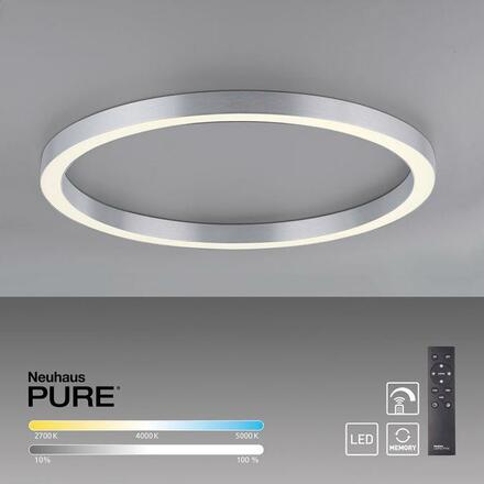 PAUL NEUHAUS LED stropní svítidlo PURE-LINES hliník 70x70 CCT dálkový ovladač 2700-5000K PN 6306-95