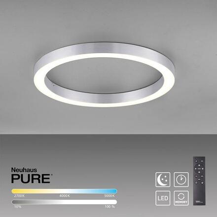 PAUL NEUHAUS LED stropní svítidlo PURE-LINES hliník 50x50 CCT dálkový ovladač 2700-5000K PN 6309-95