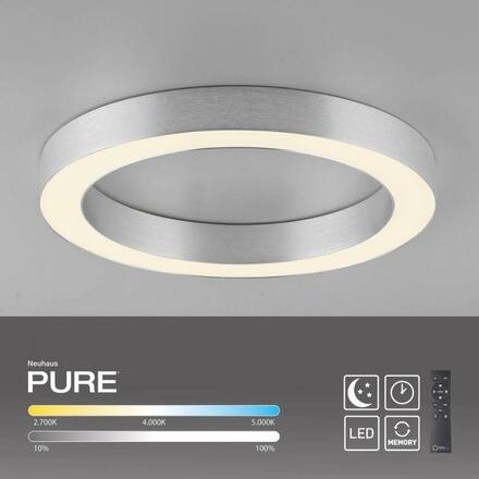 PAUL NEUHAUS LED stropní svítidlo PURE Lines kulaté, metalická šedá (hliník) 2200-5000K
