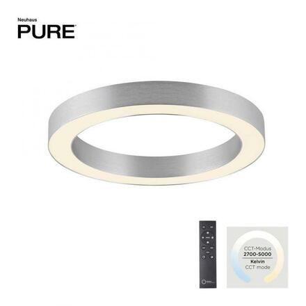 PAUL NEUHAUS LED stropní svítidlo PURE Lines kulaté, metalická šedá (hliník) 2200-5000K