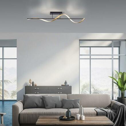 PAUL NEUHAUS LED stropní svítidlo Q-SWING antracit a matná mosaz Smart Home ZigBee 2700-5000K PN 6385-13