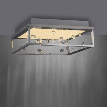 PAUL NEUHAUS LED stropní svítidlo SKINA, chrom, hranaté stmívatelné, dálkový ovladač 2700-5000K