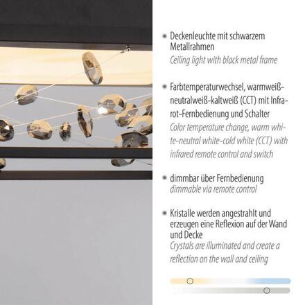 PAUL NEUHAUS LED stropní svítidlo SKINA, černá, hranaté, stmívatelné, dálkový ovladač, paměť 2700-5000K