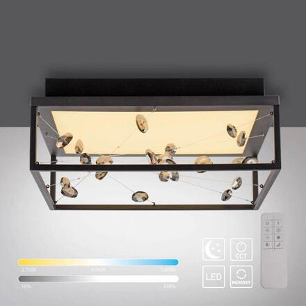 PAUL NEUHAUS LED stropní svítidlo SKINA, černá, hranaté, stmívatelné, dálkový ovladač, paměť 2700-5000K