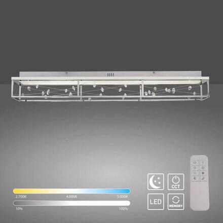 PAUL NEUHAUS LED stropní svítidlo SKINA, chrom, hranaté, stmívatelné, dálkový ovladač, paměťová funkce 2700-5000K