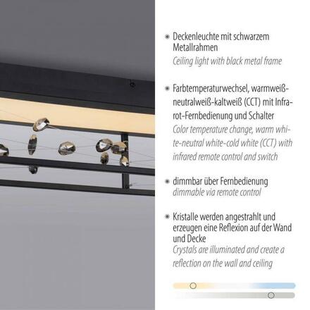 PAUL NEUHAUS LED stropní svítidlo SKINA, černá, stmívatelné, dálkový ovladač, paměťová funkce 2700-5000K