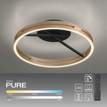 PAUL NEUHAUS Stropní svítidlo PURE Loop LED 7W 2700-5000K + LED 30W 2700-5000K černá/zlatá slonová kost 6552-68