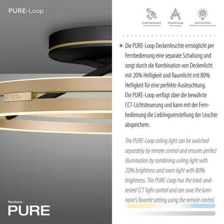 PAUL NEUHAUS Stropní svítidlo PURE Loop LED 7W 2700-5000K + LED 30W 2700-5000K černá/zlatá slonová kost 6552-68