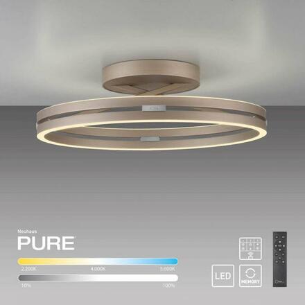 PAUL NEUHAUS LED stropní svítidlo PURE Loop, bronzová, stmívatelné, dálkový ovladač 2200-5000K