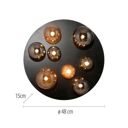 PAUL NEUHAUS LED stropní svítidlo POPSICLE, černá, jantarové a kouřové sklo, 3000K