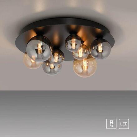 PAUL NEUHAUS LED stropní svítidlo POPSICLE, černá, jantarové a kouřové sklo, 3000K