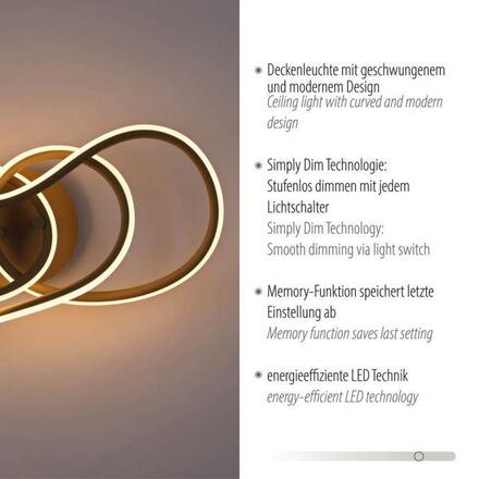 PAUL NEUHAUS LED stropní svítidlo TWIST, písková, paměťová funkce SimplyDim 2700K