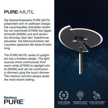 PAUL NEUHAUS PURE Mutil LED stojací lampa se čtecí lampou stmívatelné 2700-5000K antracit 678-13