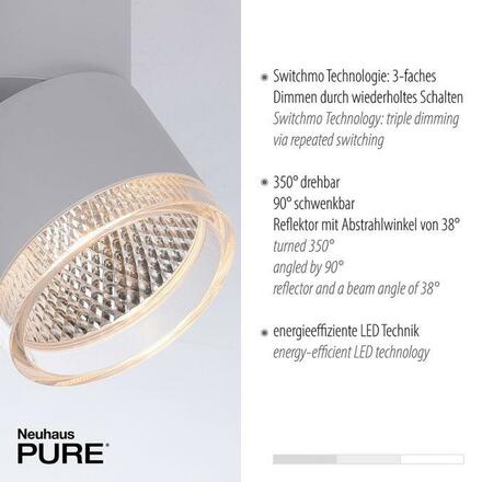 PAUL NEUHAUS LED stropní svítidlo PURE-NOLA bílé 4 ramenné otočné stmívatelné krokově stmívatelné 3000K PN 6864-16