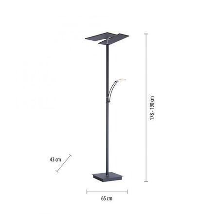 PAUL NEUHAUS LED stojací lampa antracit, nastavitelná, stmívatelná, čtecí rameno, CCT paměť 2700-5000K