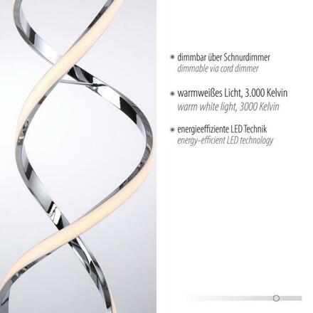 PAUL NEUHAUS LED stojací svítidlo kroucené chrom stmívatelné přes šňůrový stmívač moderní 3000K PN 721-17