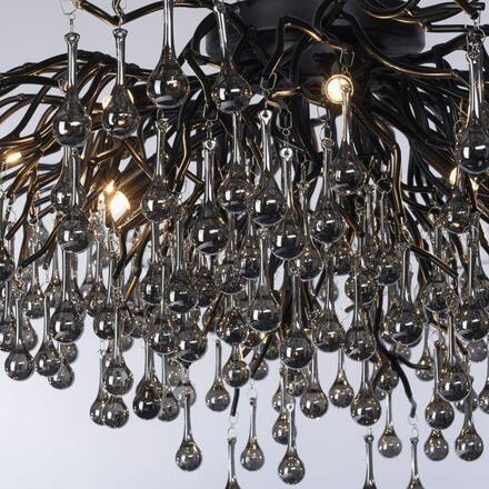 PAUL NEUHAUS Závěsné svítidlo ICICLE, černá, křišťálové přívěsky, 14-ramenné
