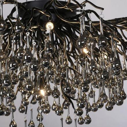 PAUL NEUHAUS Závěsné svítidlo ICICLE, černá, křišťálové přívěsky, 14-ramenné