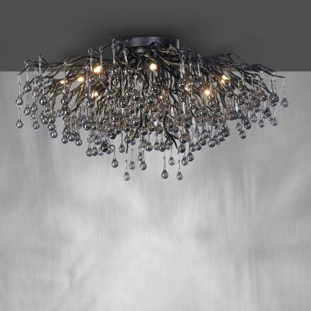 PAUL NEUHAUS Závěsné svítidlo ICICLE, černá, křišťálové přívěsky, 14-ramenné