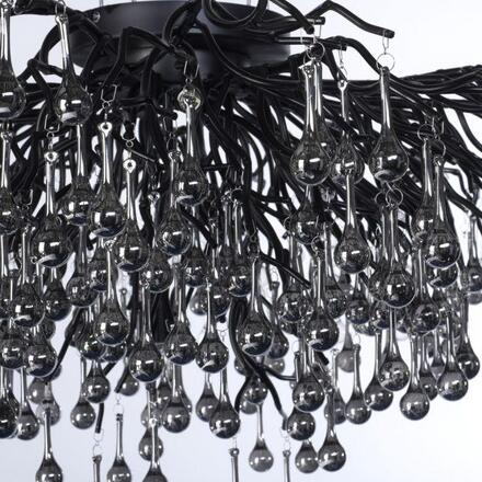 PAUL NEUHAUS Závěsné svítidlo ICICLE, černá, křišťálové přívěsky, 14-ramenné