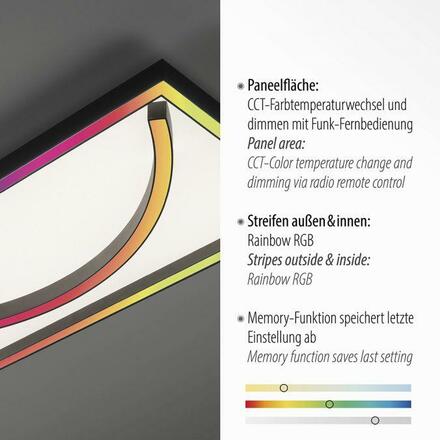 PAUL NEUHAUS LED stropní svítidlo hranaté, světelné scény, stmívatelné, paměťová funkce RGB+2700-6000K