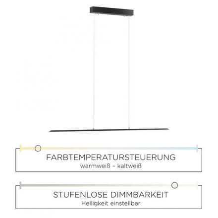 PAUL NEUHAUS PURE-LITE LED závěsné svítidlo v kartáčovaném antracitu s funkcí stmívání a nastavitelnou barvou světla 2700-5000K