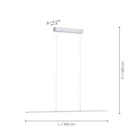 PAUL NEUHAUS PURE-LITE LED závěsné svítidlo v barvě kartáčované oceli s nastavitelnou barvou světla a bezdotykovým stmívačem 2700-5000K