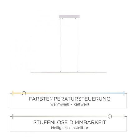 PAUL NEUHAUS PURE-LITE LED závěsné svítidlo v barvě oceli s funkcí stmívání a nastavitelnou barvou světla 2700-5000K