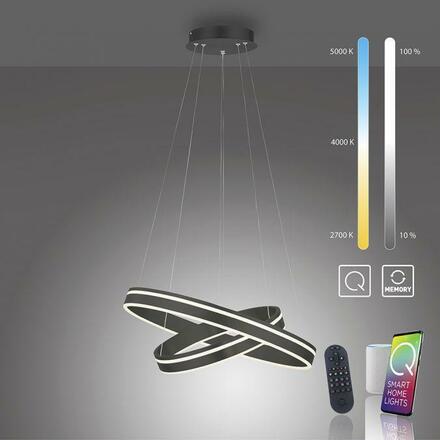 PAUL NEUHAUS Q-VITO LED závěsné svítidlo Smart Home antracit, stmívatelné ZigBee 2700-5000K