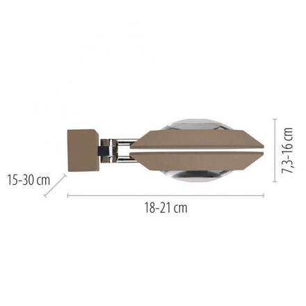 PAUL NEUHAUS LED nástěnné svítidlo PURE Oculis, bronzová, stmívatelné, otočné a nastavitelné 2700K