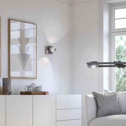 PAUL NEUHAUS LED nástěnné svítidlo Q-MIA v barvě oceli s nastavitelnou barvou světla Smart Home ZigBee RGB+3000-5000K