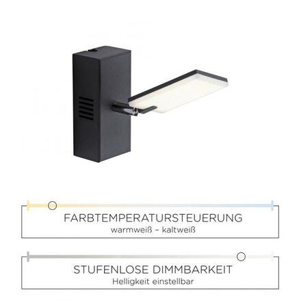 PAUL NEUHAUS PURE-MIRA, LED nástěnné svítidlo, černá, stmívatelné, CCT 2700-5000K