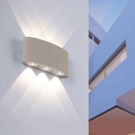 PAUL NEUHAUS LED nástěnné svítidlo CARLO, písková barva, IP54, Up-&amp;Downlight, 3000K