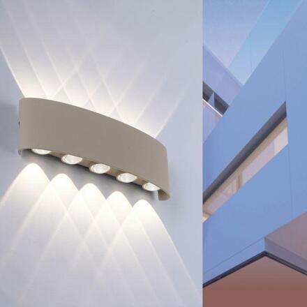 PAUL NEUHAUS LED nástěnné svítidlo CARLO, písková barva, IP54, světlo nahoru a dolu 3000K