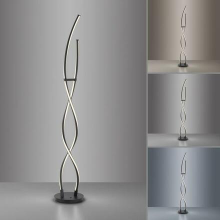 PAUL NEUHAUS LED stojací svítidlo černé zakřivené stmívatelné dálkový ovladač CCT 2700-5000K PN 998-18