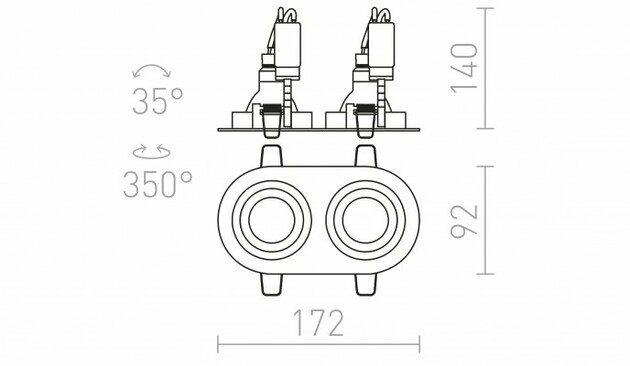 RENDL BIZZ II výklopná česaný hliník 12V GU5,3 2x50W R10189