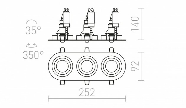 RENDL BIZZ III výklopná česaný hliník 12V GU5,3 3x50W R10210
