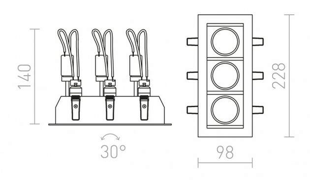 RENDL MONE III výklopná stříbrnošedá 12V GU5,3 3x50W R10218