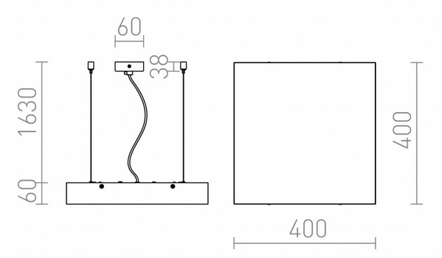 RENDL STRUCTURAL 40X40 závěsná satinované sklo 230V 2G11 2x24W R10629