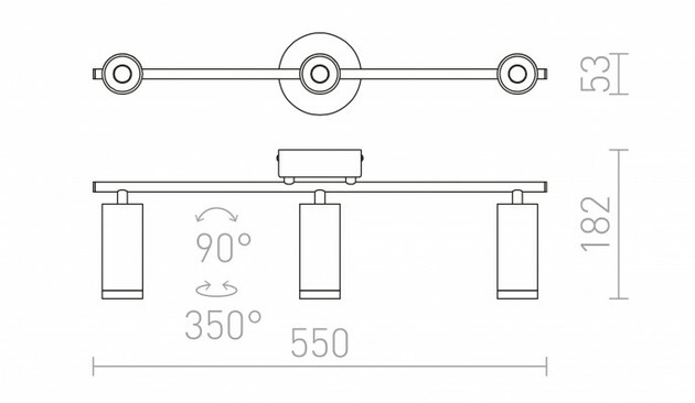 RENDL BOGARD III nástěnná matná černá 230V LED 3x5W 40° 3000K R12505