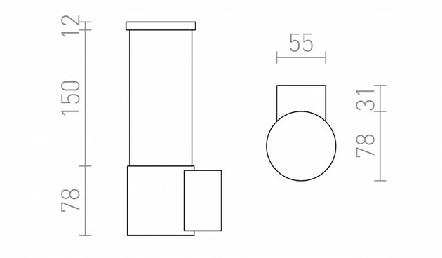 RENDL GARRET nástěnná antracitová 230V LED 15W IP65 3000K R12548